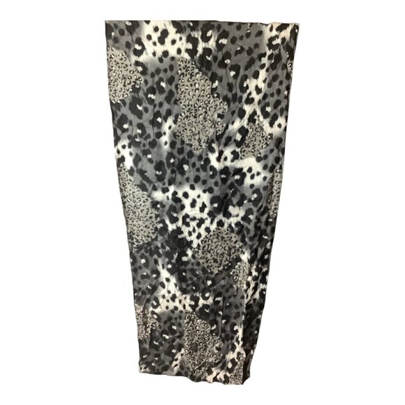 Leopard Print Scarf Shawl Wrap Black White & Gray Lightweight Rectangle - Picture 5 of 9